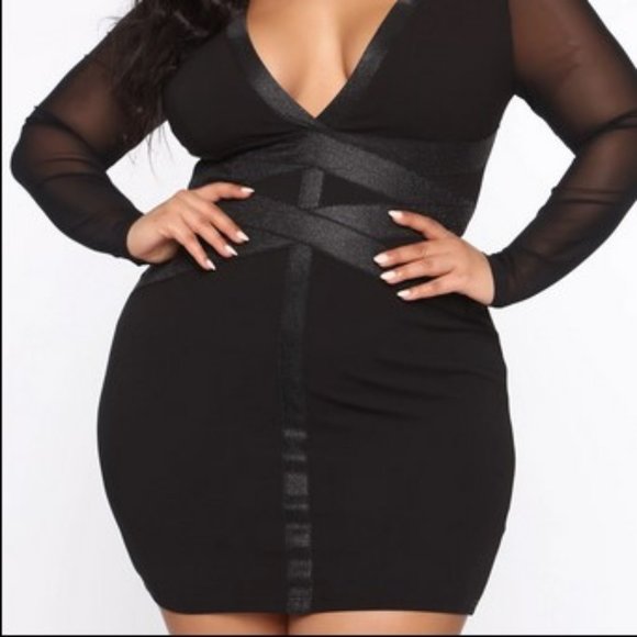 NYE!! Fashion Nova size 2X Black glittery/lurex mini dress NEW WITH TAGS!! - Picture 2 of 4